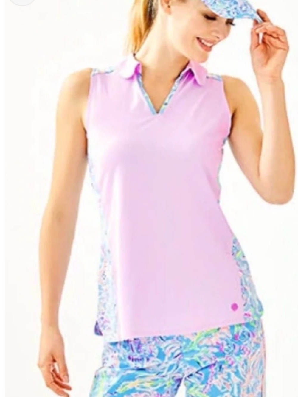 NWOT Lilly Pulitzer Luxletic Reesa Golf Polo All Together Now UPF 50+, Small